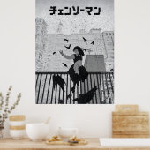 Chainsaw REZE– Dark Anime Cityscape Illustration Poster (Keuken)