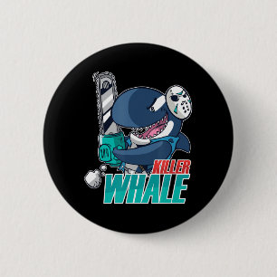 Chainzaag Killer Whale Costume Fun Orca Halloween Ronde Button 5,7 Cm