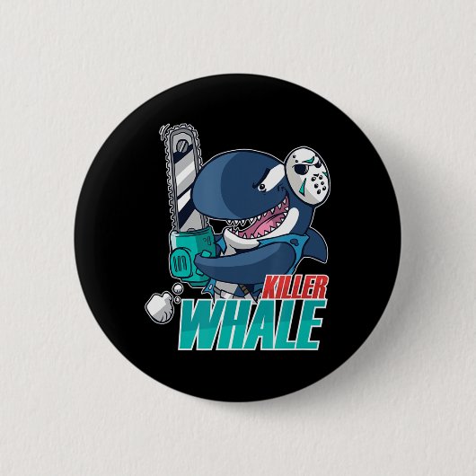 Chainzaag Killer Whale Costume Fun Orca Halloween Ronde Button 5,7 Cm (Voorkant)