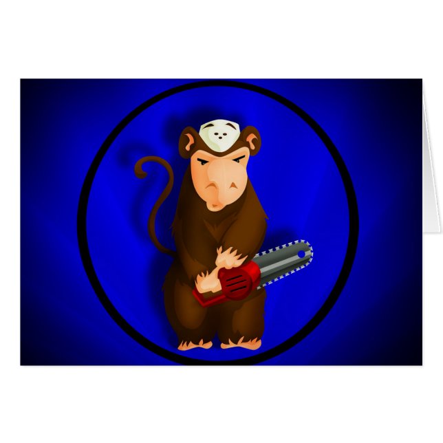 Chainzaag Monkey Card (Voorkant Horizontaal)
