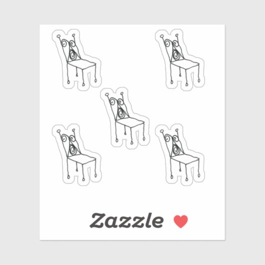 Chair Line Drawing Custom-Cut Vinyl Stickers (Vel)
