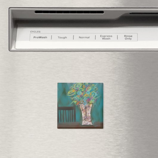 Chair with Expressive Bouquet Original Art Magneet (Insitu (Vaatwasser))