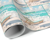 Chaise Lounge op White Ocean Sand Cadeaupapier (Rol Hoek)