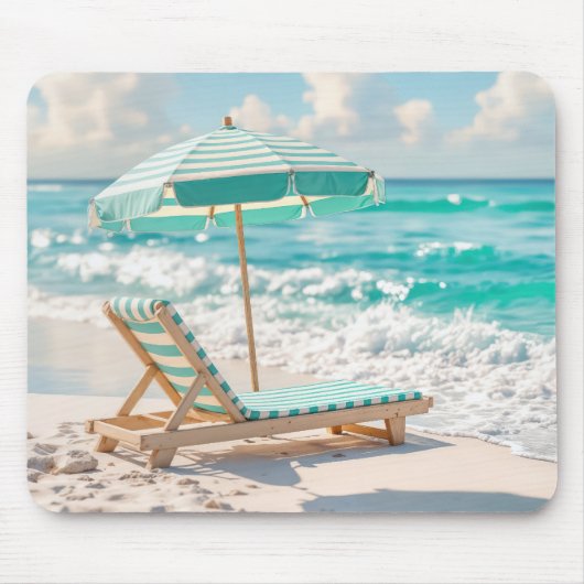 Chaise Lounge op White Ocean Sand Muismat (Voorkant)