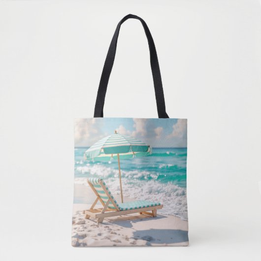 Chaise Lounge op White Ocean Sand Tote Bag (Voorkant)