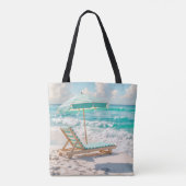Chaise Lounge op White Ocean Sand Tote Bag (Achterkant)