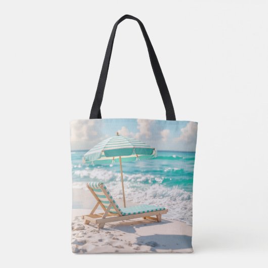Chaise Lounge op White Ocean Sand Tote Bag (Achterkant)