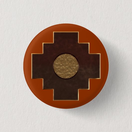Chakana Cross Ronde Button 3,2 Cm (Voorkant)