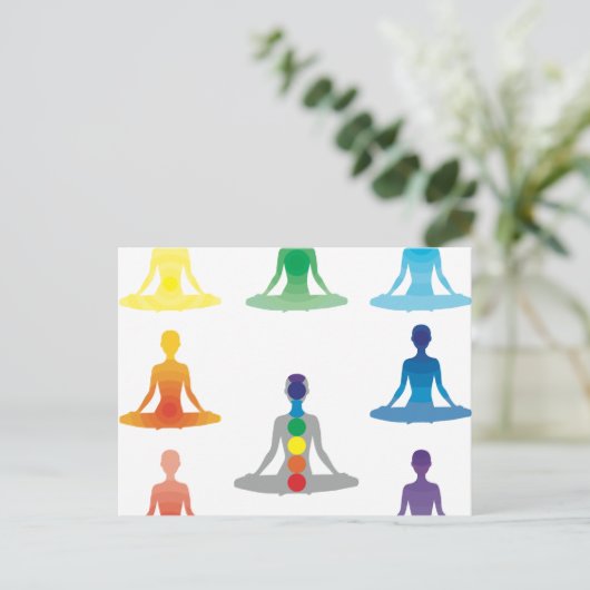 Chakra 7 kleuren aura chi prana yogi yoga lotus briefkaart (Staand voorkant)