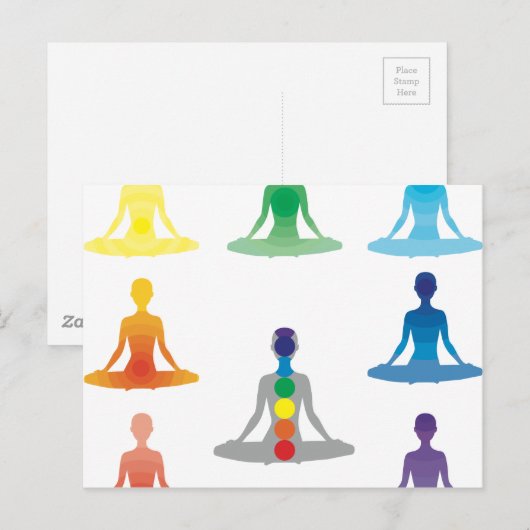 Chakra 7 kleuren aura chi prana yogi yoga lotus briefkaart (Voorkant / Achterkant)