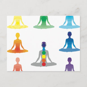 Chakra 7 kleuren aura chi prana yogi yoga lotus briefkaart