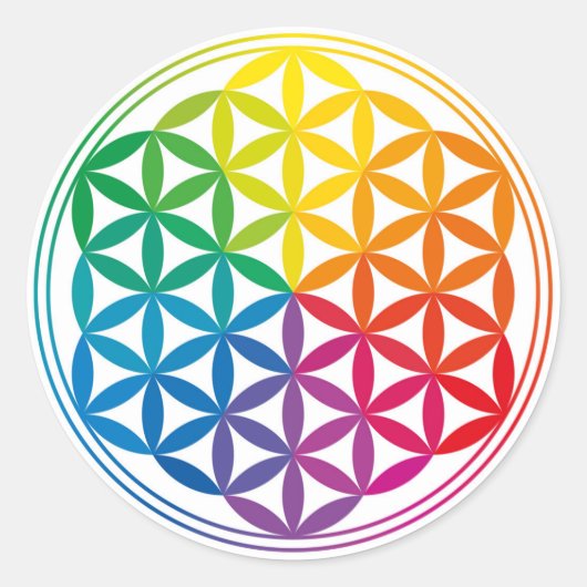 Chakra Bloem van het Levensraster Ronde Sticker (Voorkant)
