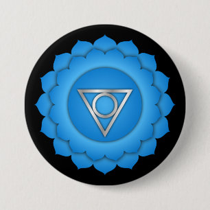 Chakra Blue Throat Zen Yoga Spirituele Meditation Ronde Button 7,6 Cm