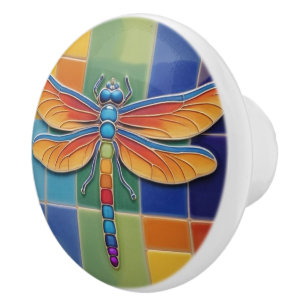 Chakra Dragonfly - veelkleurige kleurrijke regenbo Keramische Knop