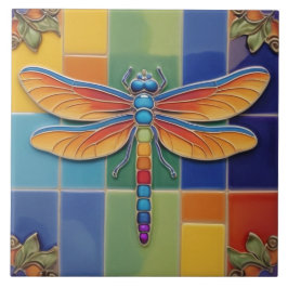 Chakra Dragonfly - veelkleurige kleurrijke regenbo Tegeltje