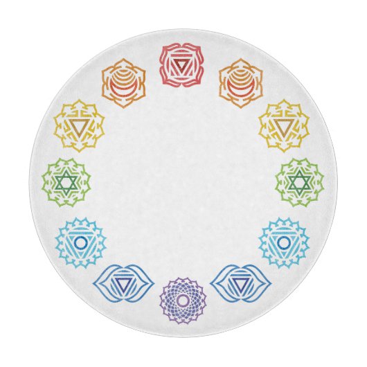Chakra Energy Glass Cutting Board Snijplank (Voorkant)