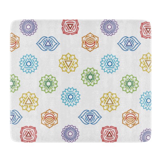 Chakra Energy Glass Cutting Board Snijplank (Voorkant)