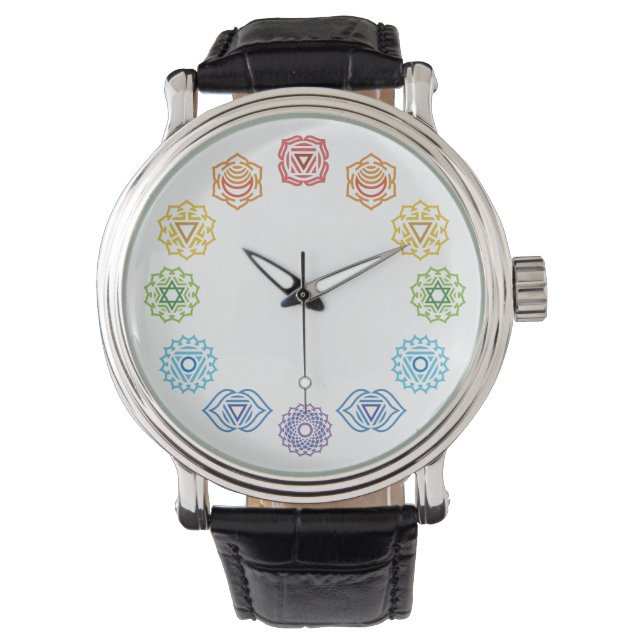 Chakra Energy Leather Watch Horloge (Voorkant)