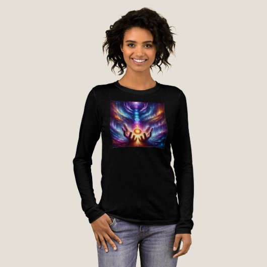 Chakra Flow Long-Sleeve T-shirt – Spectrum kleuren (Voorkant)