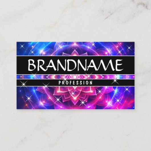 Chakra Flower of Life Glitter Sparkle Stars Roze Visitekaartje (Voorkant)