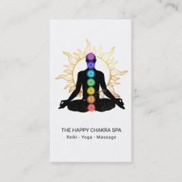 *~* Chakra Healing Meditation Lotus Pose Man Sun Visitekaartje