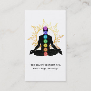 *~* Chakra Healing Meditation Lotus Pose Man Sun Visitekaartje
