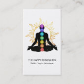 *~* Chakra Healing Meditation Lotus Pose Man Sun Visitekaartje (Voorkant)
