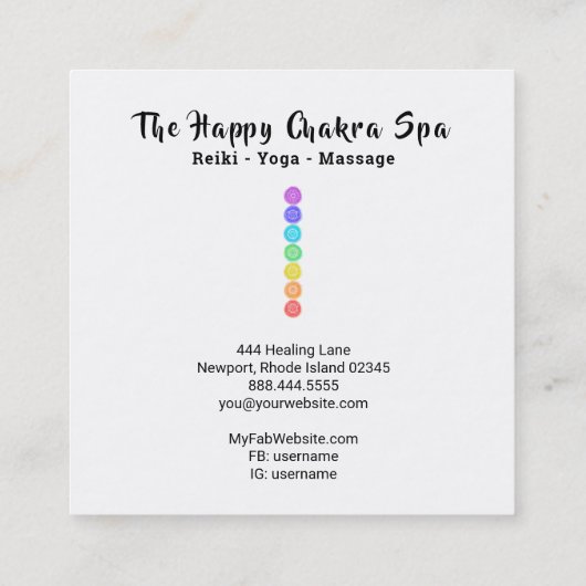 *~* Chakra Healing Meditation Lotus Pose Man Vierkante Visitekaartje (Achterkant)