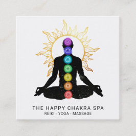 *~* Chakra Healing Meditation Sun Lotus Pose Man Vierkante Visitekaartje