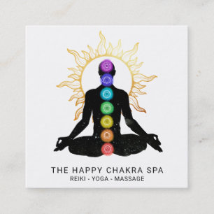 *~* Chakra Healing Meditation Sun Lotus Pose Man Vierkante Visitekaartje