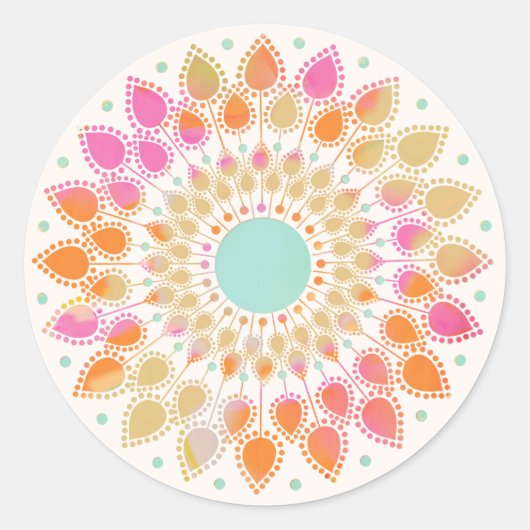 Chakra Lotus Flower Mandala Ronde Sticker (Voorkant)