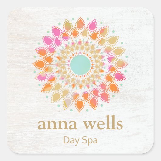 Chakra Lotus Flower Mandala Square Sticker (Voorkant)