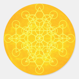 Chakra Mandala Sacred Geometry Bright Geel Ronde Sticker