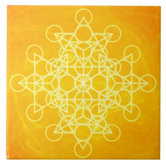 Chakra Mandala Sacred Geometry Bright Geel Tegeltje (Voorkant)