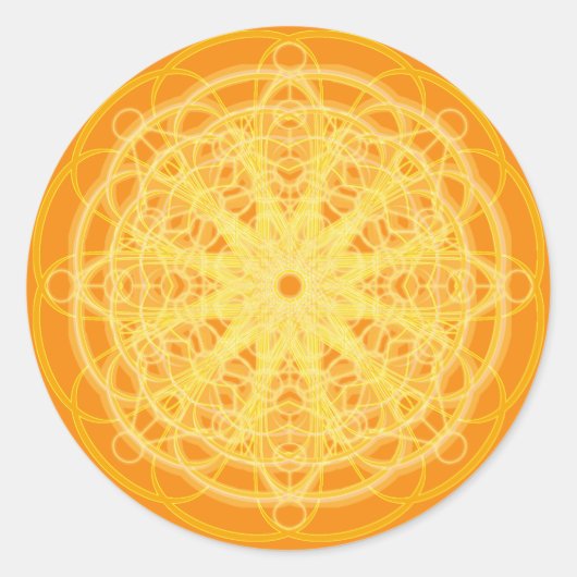 Chakra Mandala Sacred Geometry Bright Sinaasappel Ronde Sticker (Voorkant)