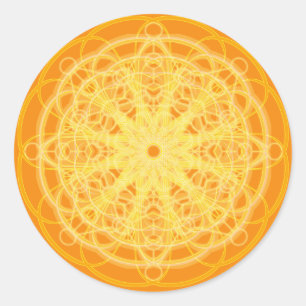 Chakra Mandala Sacred Geometry Bright Sinaasappel Ronde Sticker