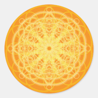 Chakra Mandala Sacred Geometry Bright Sinaasappel Ronde Sticker
