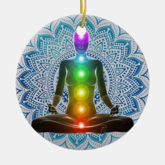 Chakra, Mandala, Spirituele Kerstmis, Chakra Gifts Keramisch Ornament (Voorkant)