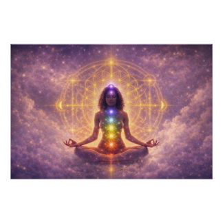 Chakra meditatie glanzende poster wandkunst