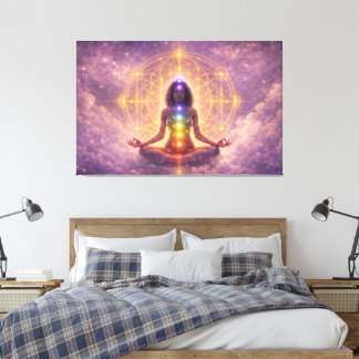 Chakra Meditatie Opgespannen Canvas Wandkunst Afdruk