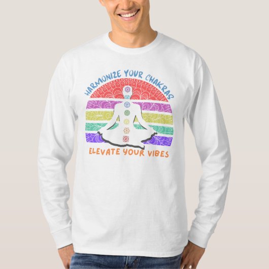 Chakra Meditation Yoga Rainbow Sunset T-shirt (Voorkant)