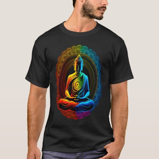 Chakra Rainbow Buddha Circle T-shirt (Voorkant)