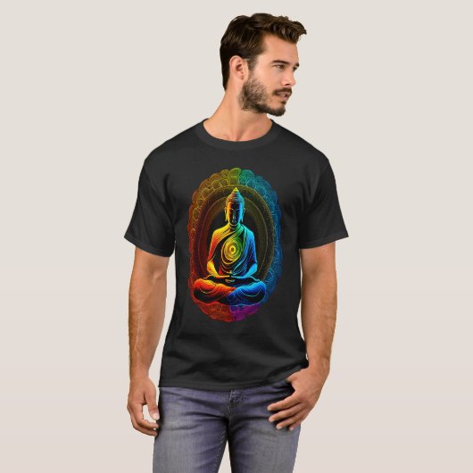 Chakra Rainbow Buddha Circle T-shirt (Voorkant volledig)