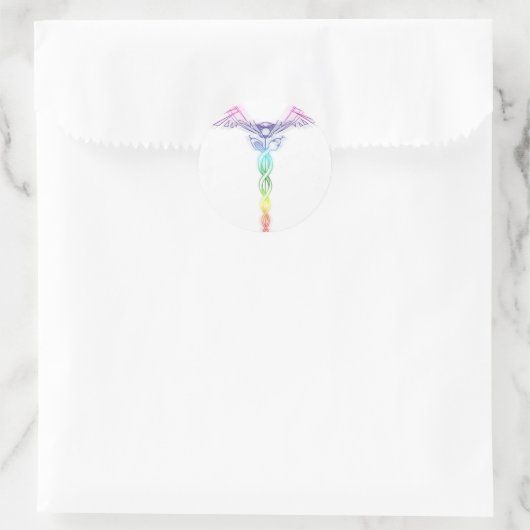 Chakra Rainbow Caduceus Ronde Sticker (Tas)