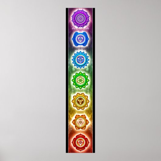 Chakra red, oranje, geel, groen, turquoise, indigo poster (Voorkant)