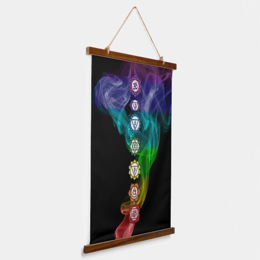 Chakra regenboogrook Bold Black Hangend Wandkleed (Gebogen)