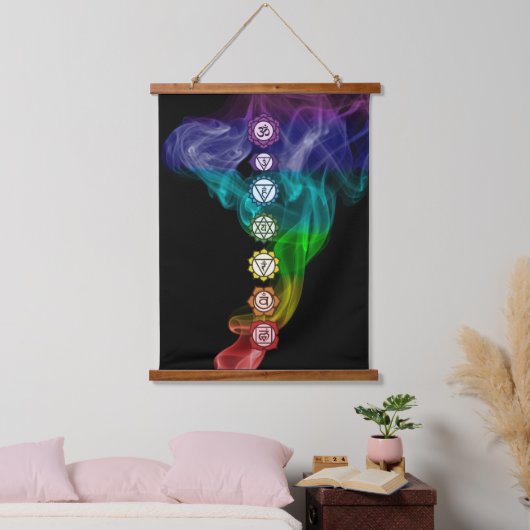 Chakra regenboogrook Bold Black Hangend Wandkleed (Slaapkamer)