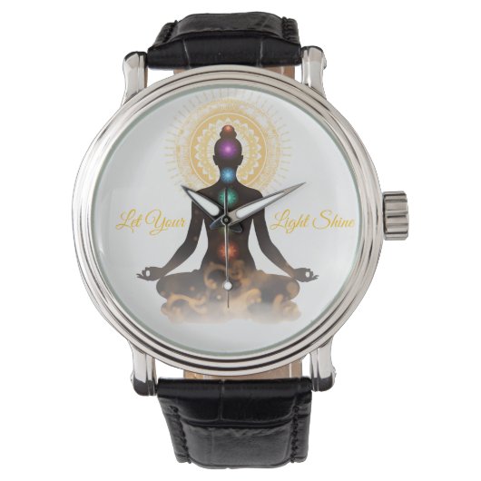 Chakra Silhouette – Let Your Light Shin Horloge (Voorkant)