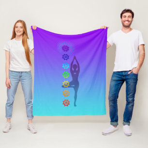 Chakra Tree Pose – Gezellig Spiritueel fleece voor Deken