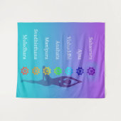 Chakra Tree Pose: Spirituele kunst Yoga Meditatie Wandkleed (Voorkant (horizontaal))